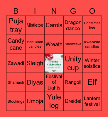 NW Holiday Celebration 2025 Bingo Card
