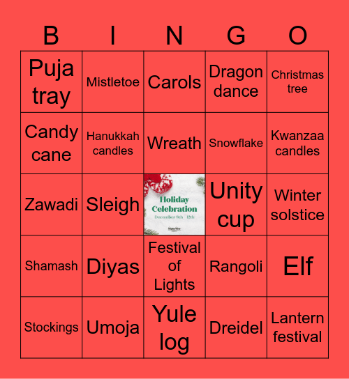 NW Holiday Celebration 2025 Bingo Card