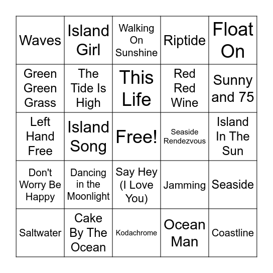 Rounds 1 & 2 - On a Beach Somewhere Bingo Card