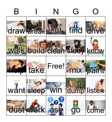 MVALP Everyday Verbs Bingo Card