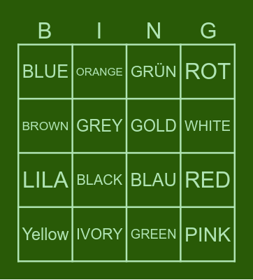 Colors Bingo Card