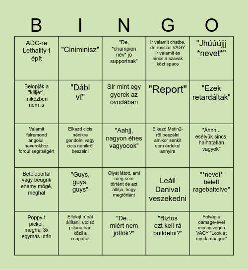 Henrik BINGO Card