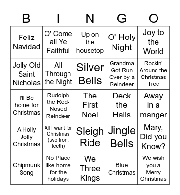 Christmas Singo Bingo Card