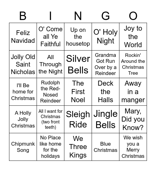 Christmas Singo Bingo Card