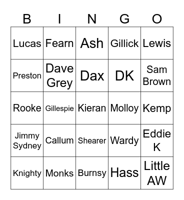 OHAFC XMAS 2025 Bingo Card
