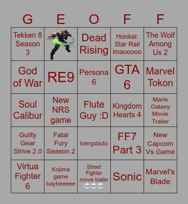 TGA 2025 Bingo Card