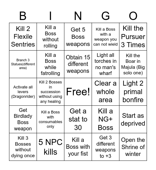 Dark Souls 2 Bingo!! Bingo Card