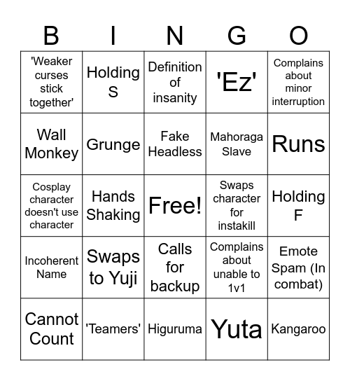 JJS Bingo Card Bingo Card