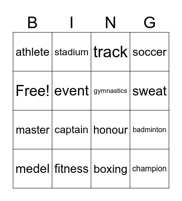 Unit Bingo Card