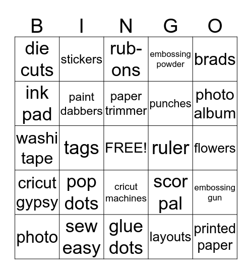 Scrap Bingo Card