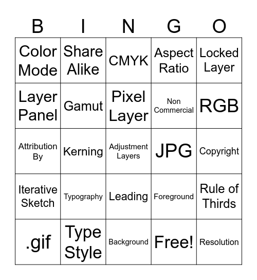 Photoshop Bingo Card