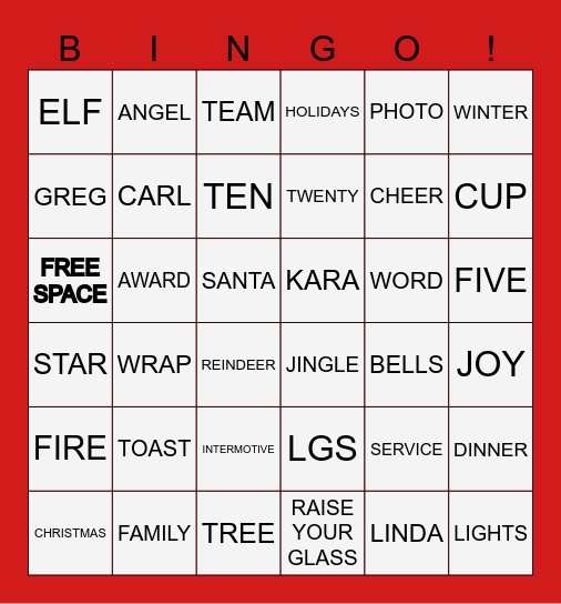 2025 CHRISTMAS PARTY Bingo Card