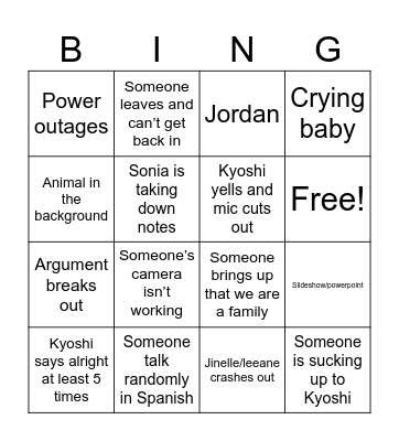 Meeting Bingo Card