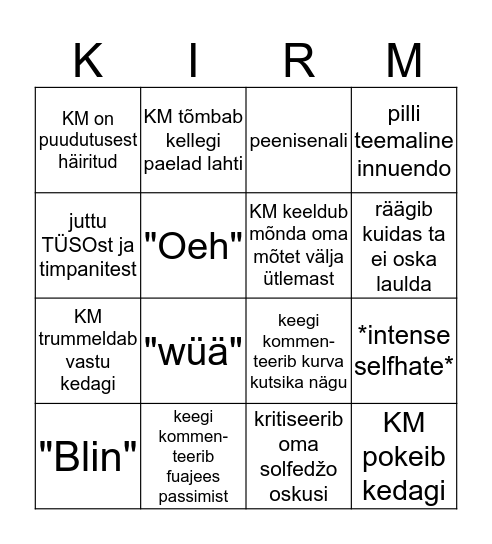 Karl Martini bingo Card