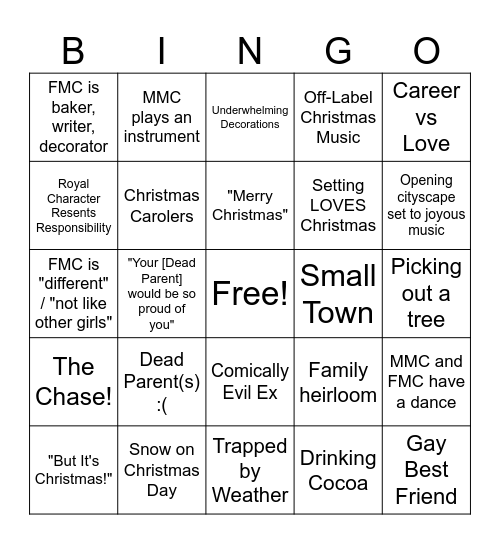 Hallmark Holiday Bingo Card