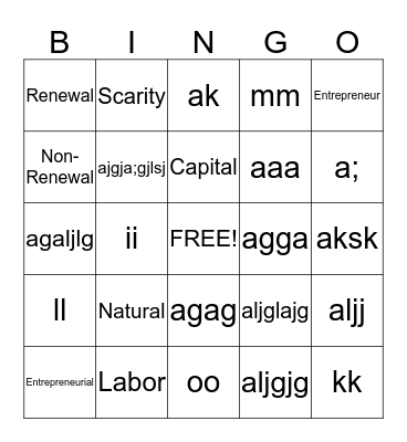 Untitled Bingo Card