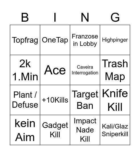 R6 Bingo Card