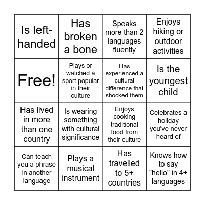 International Vespers Bingo Card