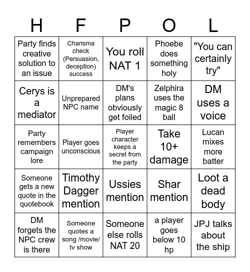 Bingo Card
