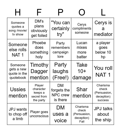 Bingo Card