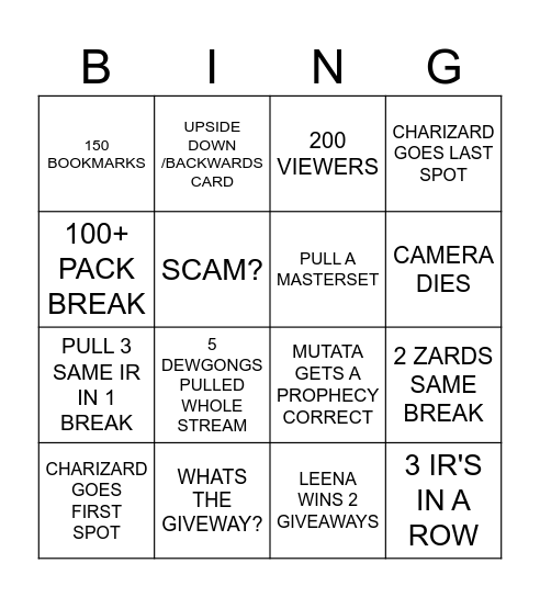 PHANTASMAL Bingo Card