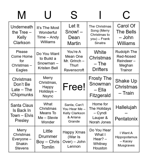Ladies Night Holiday Bingo Card
