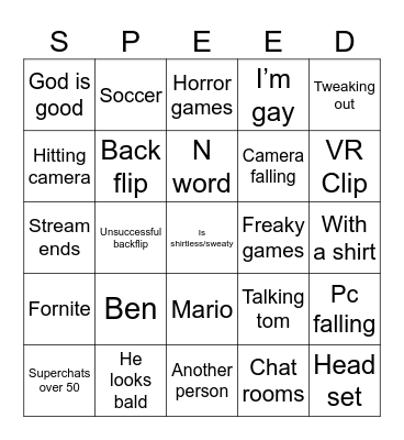 Anwir_Missing (speed bingo) Bingo Card