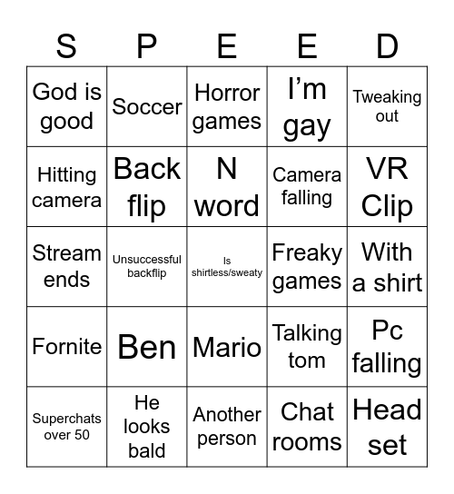 Anwir_Missing (speed bingo) Bingo Card