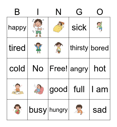 Feelings Bingo Card