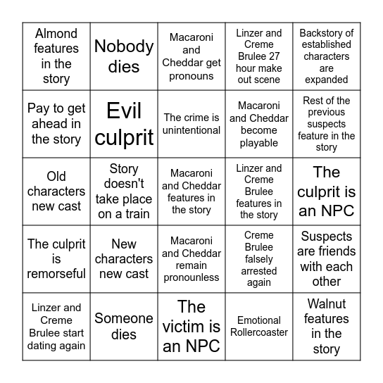 Holiday Express II Bingo Card