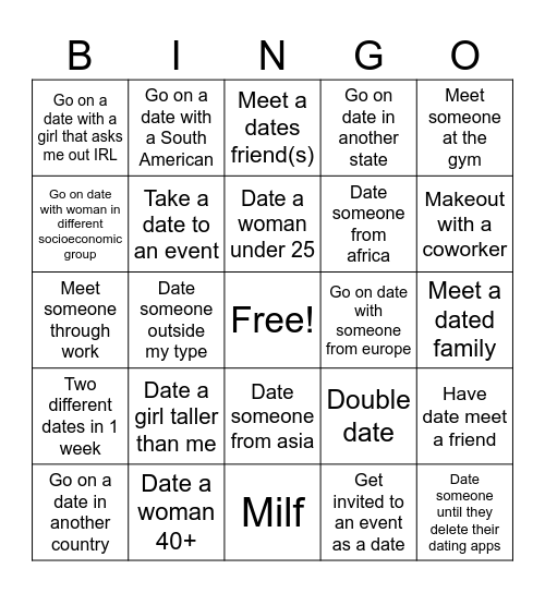 Parker dating bingo Card