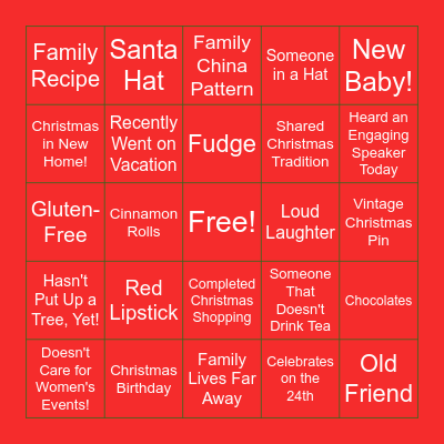 Christmas Tea Bingo Card