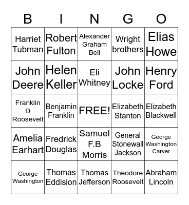 Famous People in America Bingo Card