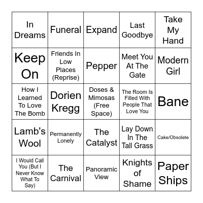 Spotify Wrapped Predictions Bingo Card