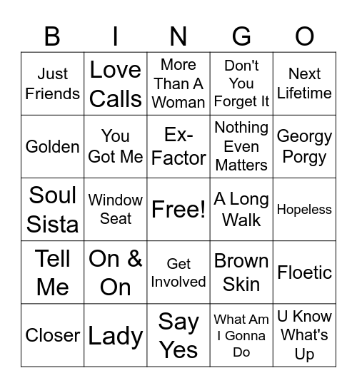 I Love My Neo-Soul Bingo Card