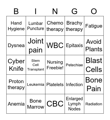 Leukemia bingo Card