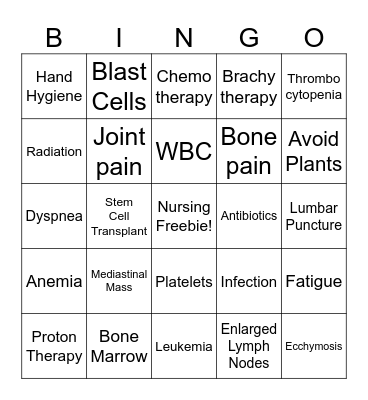Leukemia bingo Card