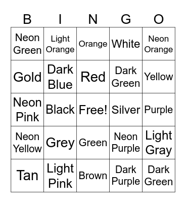 Color Signs Bingo Card