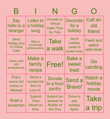 WINTER BINGO - December Bingo Card