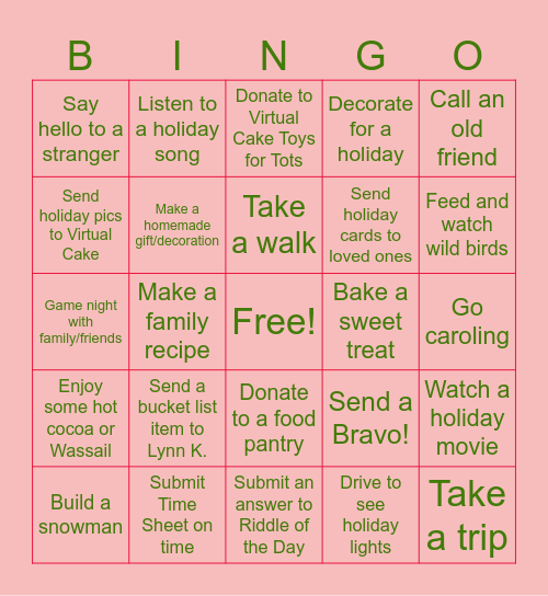WINTER BINGO - December Bingo Card