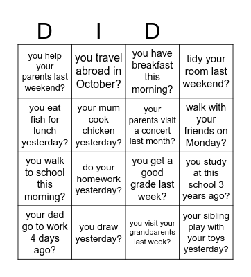 Find someone who ... Bingo Card