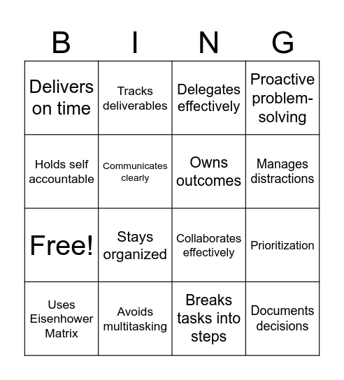 Owning the Shift Bingo Card