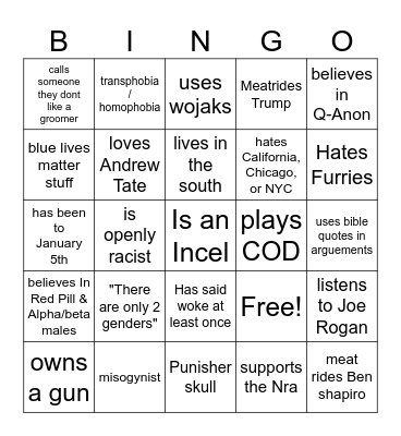 Far Right bingo Card