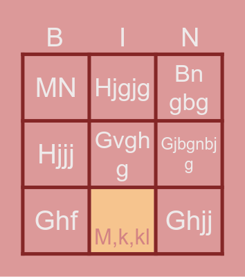 Vocabulary Bingo Card