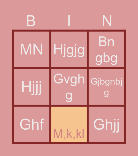 Vocabulary Bingo Card