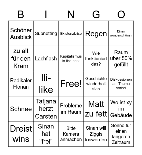 Comcave Bingo Card