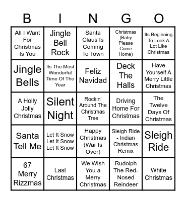 Jule Sange Bingo Card