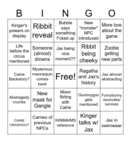 TADC Ep. 7 Bingo Card