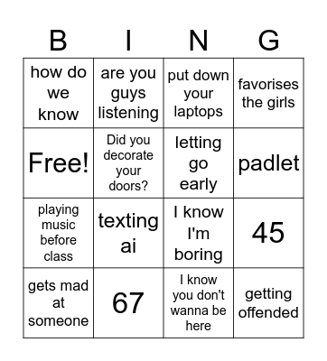 pastries Bingo Card