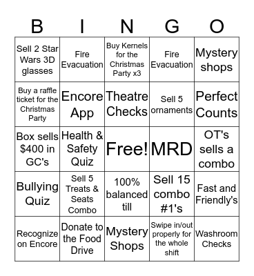 Cineplex Team Work BINGO Card